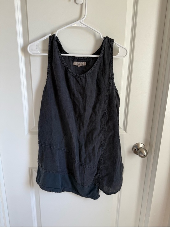 Flax Tops - Flax Sleeveless Black 100% Linen Tunic Top